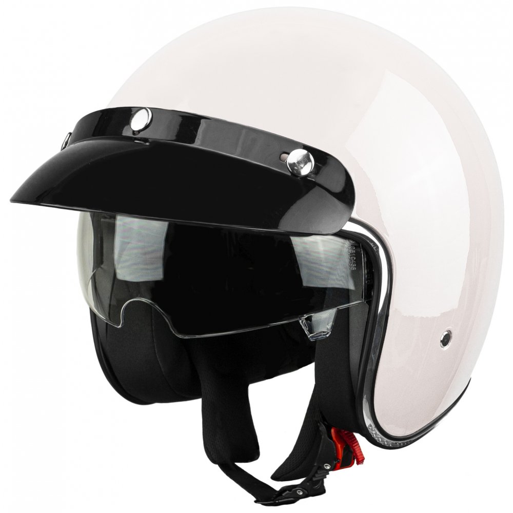 Kask Na Skuter Motocyklowy Otwarty Z Daszkiem Bb 588 -Przyciemniona Blenda Xl Biały