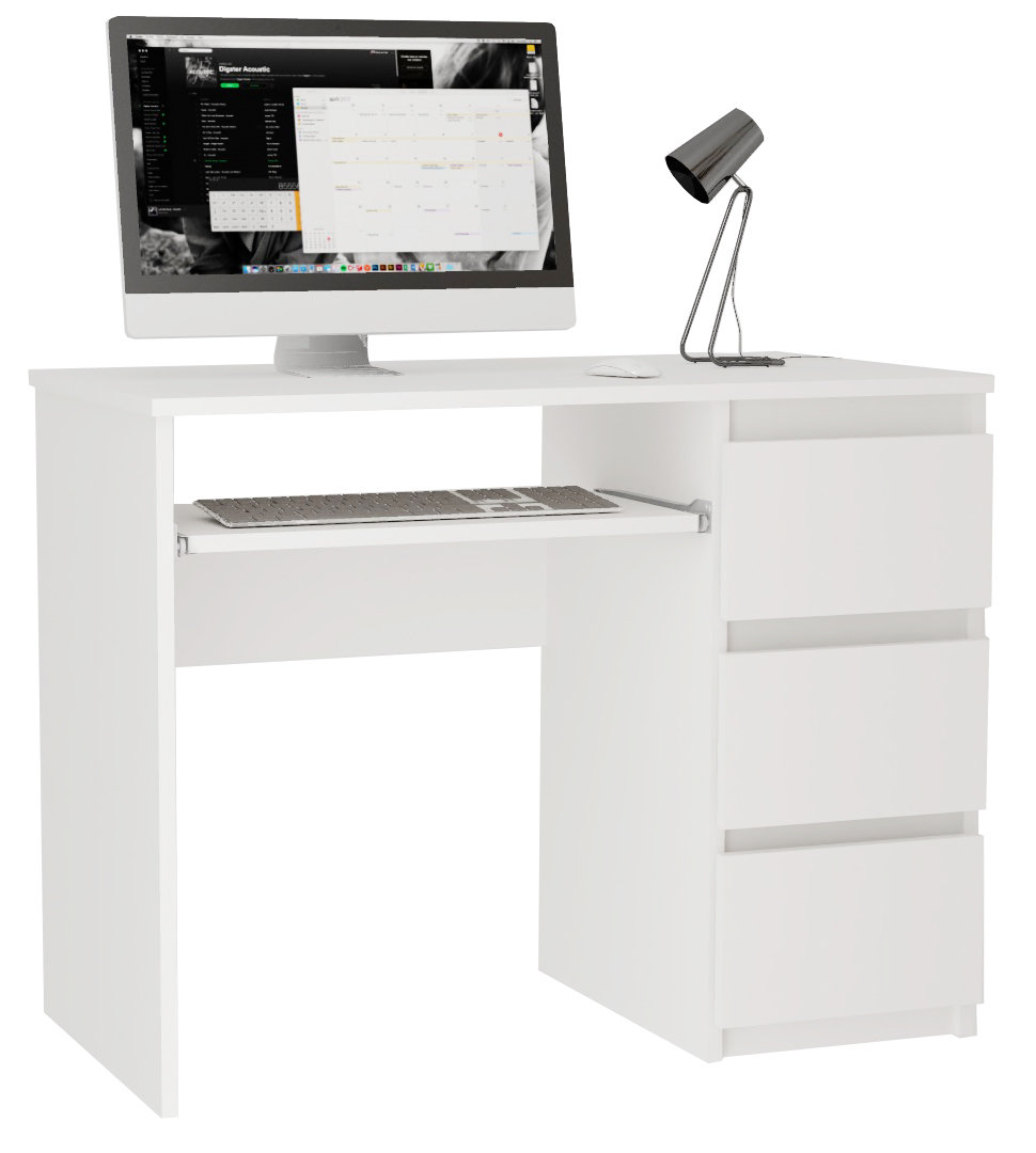 Białe małe komputerowe biurko na kółkach L8-K94