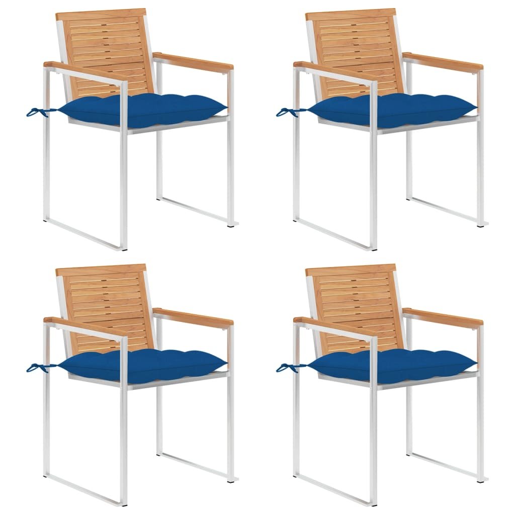 vidaXL Krzesła ogrodowe z poduszkami, 4 szt., lite drewno tekowe