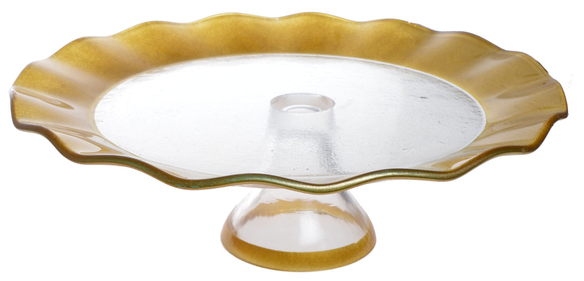 Patera szklana ze złotym rantem 33x33x12 cm