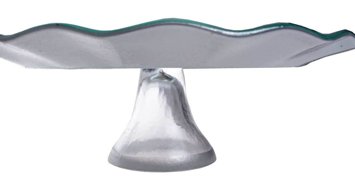 Patera szklana ze srebrnym rantem 33x33x12 cm