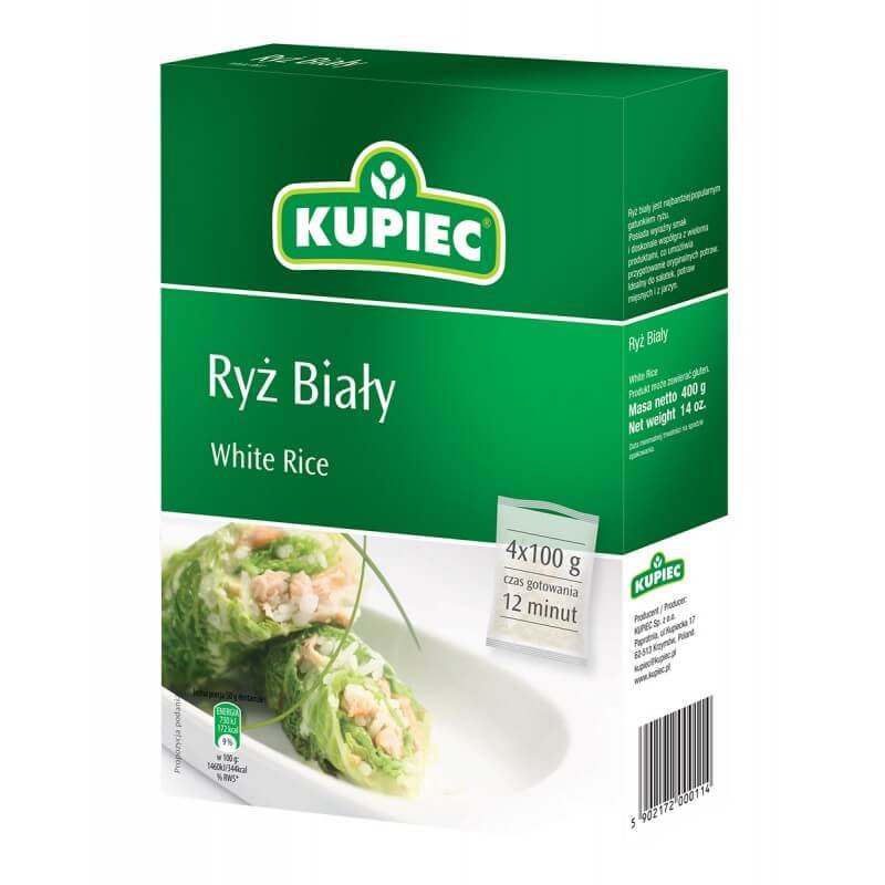 Kupiec RYŻ BIAŁY DŁUGOZIARNISTY 4X100G