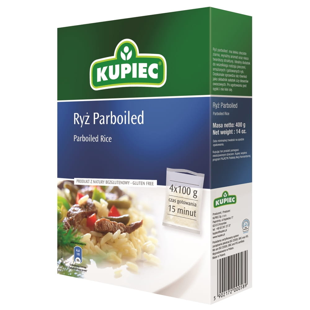 Kupiec Ryż pełnoziarnisty parboiled naturalny 4x100 g