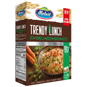 Melvit TRENDY LUNCH MIESZANKA RYŻ PARBOILED VERMICELLI GROSZEK MARCHEW BAZYLIA 4X80G zakupy dla domu i biura! 59587618