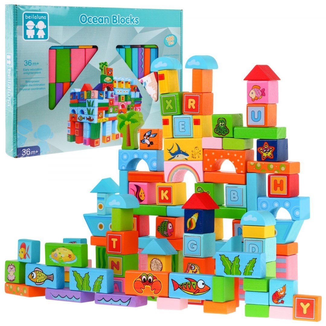 Zestaw Klocków Z Drewna Miasto 100Pcs