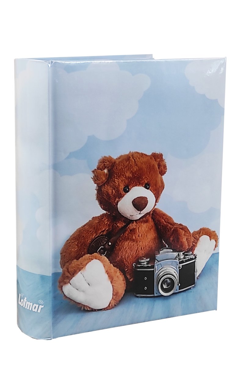 Album dziecka dziecięcy szyty na 300 zdjęć 10x15 cm. z opisem BABY BEARS aparat