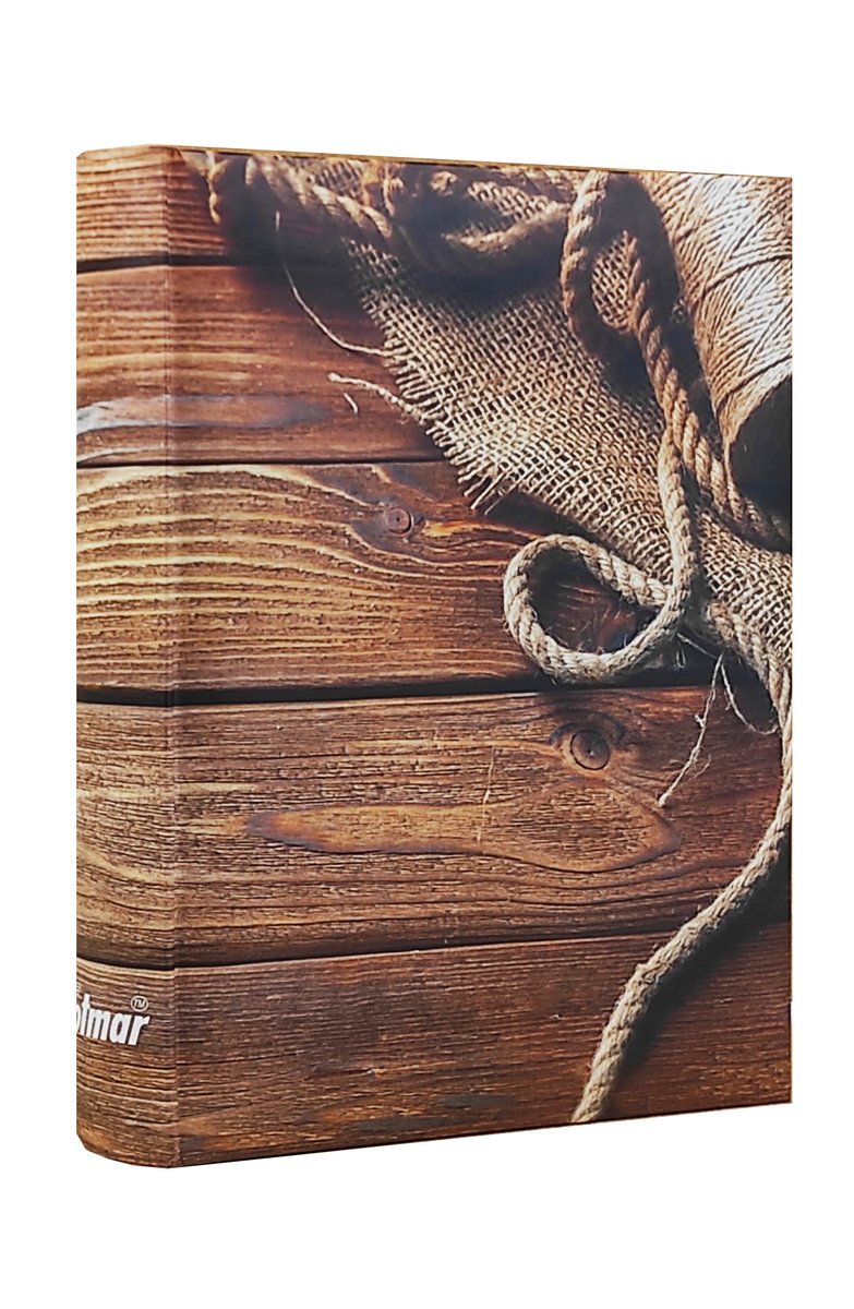 Album szyty na 200 zdjęć 10x15 z opisem WOODEN juta