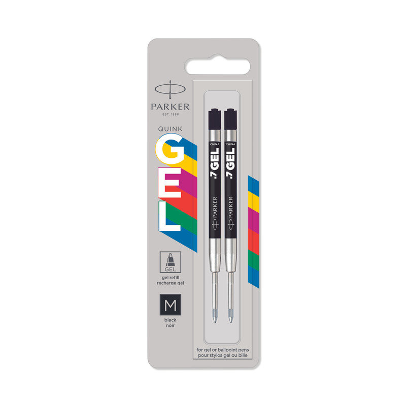PARKER PARKER Jotter Originals Gel Pen Refills | Smooth Black Gel Ink Refills | Medium Tip (0.7mm) | 2 Count 2136231