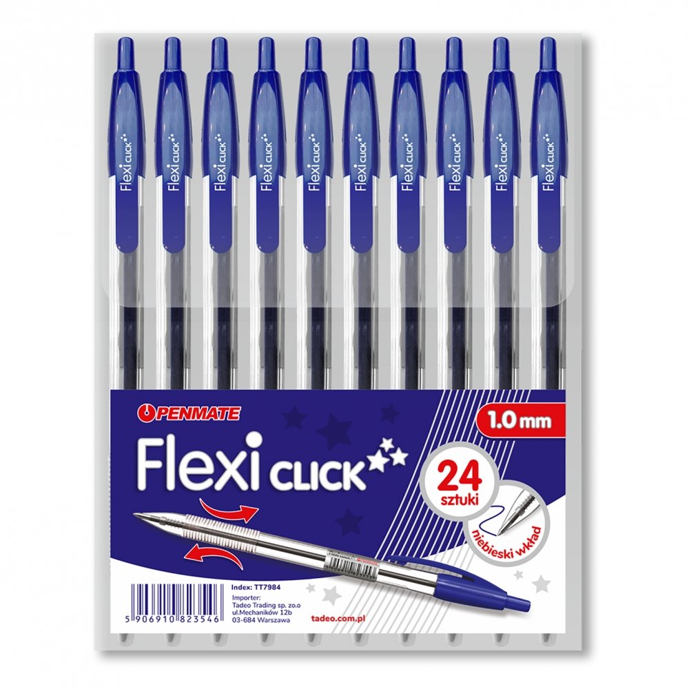 Penmate Długopis Flexi Click niebieski (24szt) PENMATE