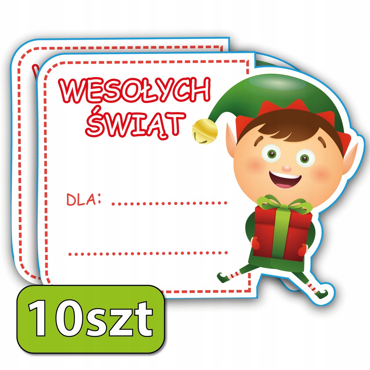 Naklejki Świąteczne Na Prezenty Elf Wlepki Na Boże Narodzenie 10 Szt