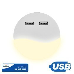 V-TAC Mini lampka nocna z ładowarką USB VT-84 LED Chip SAMSUNG) 4000K okrągła biała V-TAC