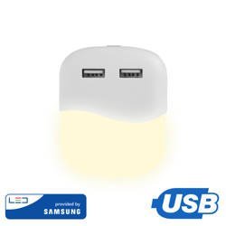 v-tac Lampka Nocna do Gniazdka LED z USB V-TAC SAMSUNG CHIP Kwadrat VT-84 3000K 10lm