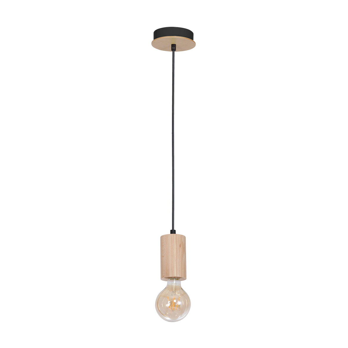 Lampa wisząca Lines z jasnego drewna, okrągła