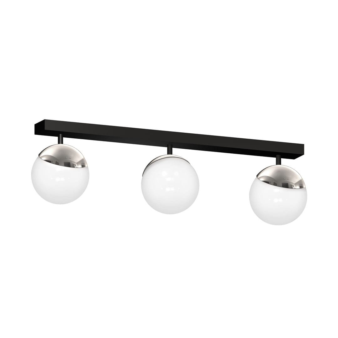 EULUNA Sfera lampa sufitowa 3-pkt. szkło/czarna/chrom