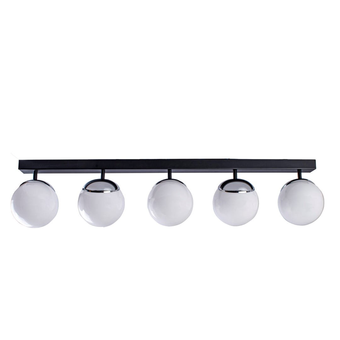 EULUNA Sfera lampa sufitowa 5-pkt. szkło/czarna/chrom
