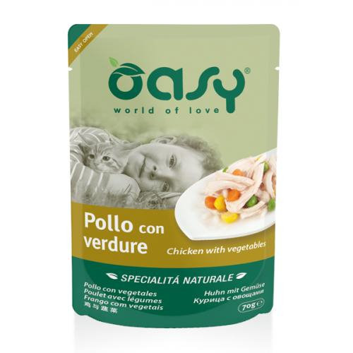 OASY Natural Kurczak Z Warzywami - mokra karma dla kota - saszetka 70g