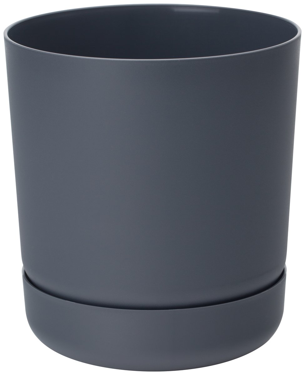 Doniczka okrągła Satina 13 z podstawką | Antracyt