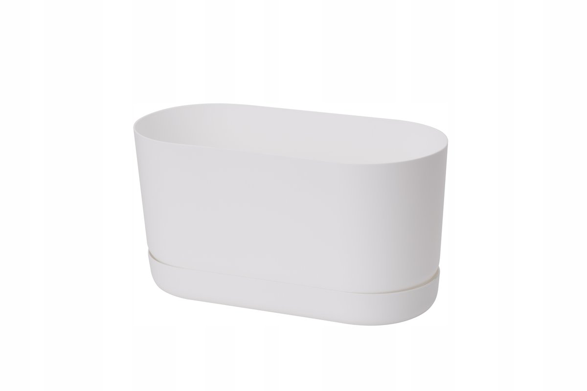 Doniczka podłużna Satina 27 z podstawką | Biały