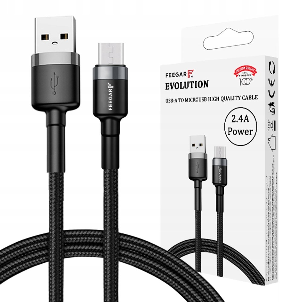 Фото - Кабель Feegar Kabel USB  USB-A - microUSB 1 m Czarny  (FEE-01902)