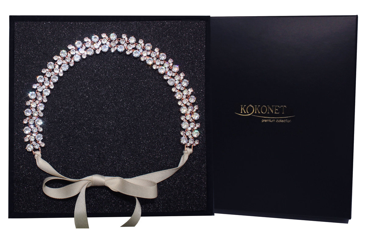 KOKONET, Opaska Ślubna Na Wstążce Elegancka Szeroka, Rose Gold Pas