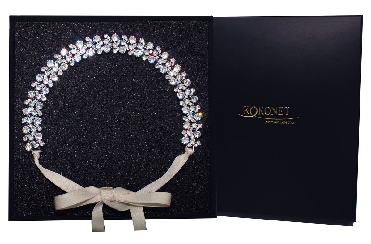 KOKONET, Opaska Ozdoba Ślubna Na Włosy Fale Elegancki Kok, Srebrna