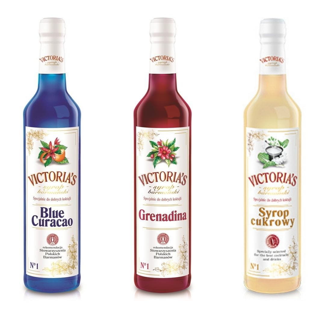 Zestaw 3 syropów Blue Curacao, Grenadina, Cukrowy 3 x 490 ml