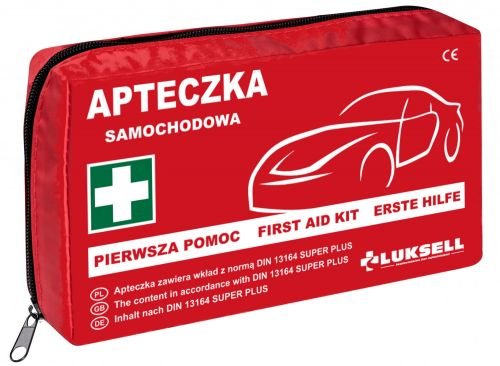 Apteczka samochodowa w nylonie DIN 13164 PLUS z wyposażeniem Luksell