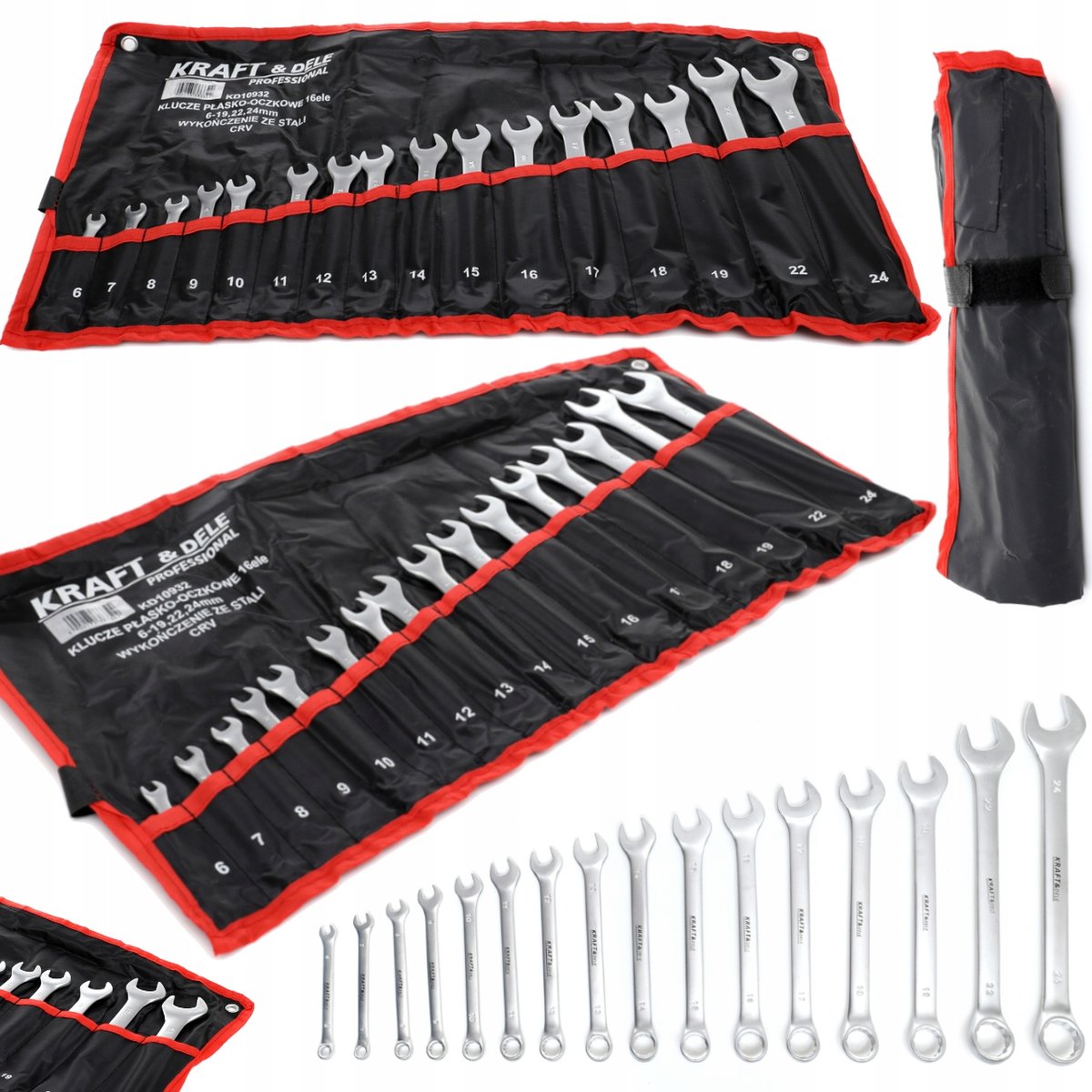 KLUCZE PŁASKO OCZKOWE 6-24mm 16el KLUCZE PŁASKIE