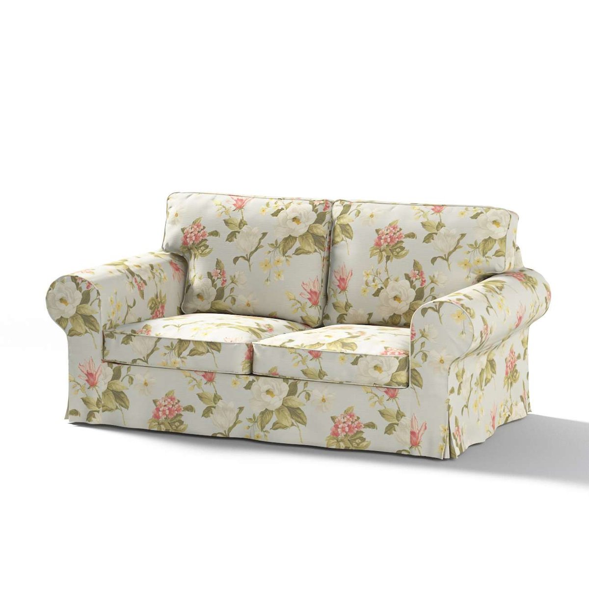Pokrowiec na sofę Ektorp 2-osobową, rozkładaną, model do 2012, duże kwiaty na niebieskim tle, 195 x 90 x 73 cm, Londres