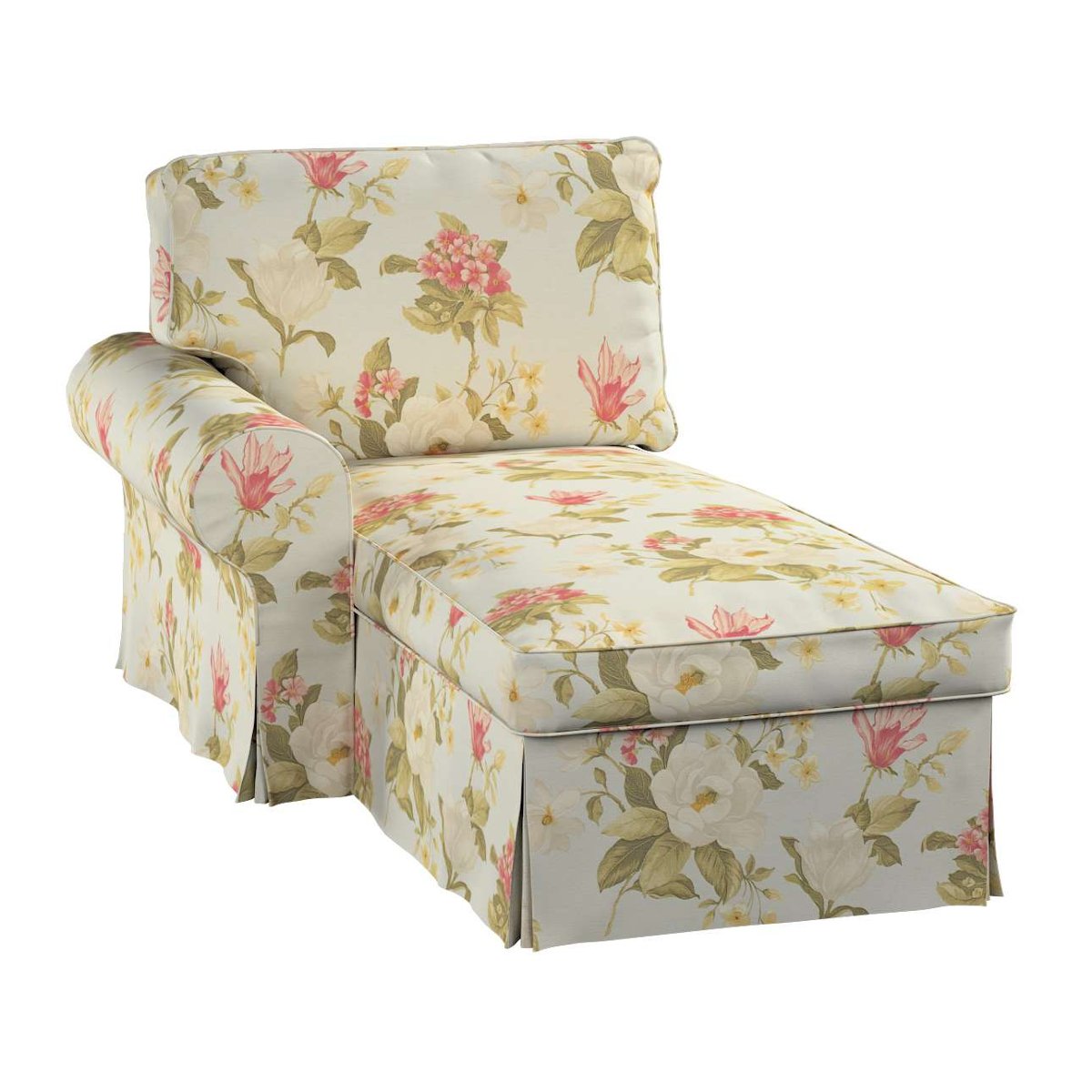 Pokrowiec na szezlong Ektorp lewy, duże kwiaty na niebieskim tle, 84 x 166 x 73 cm, Londres