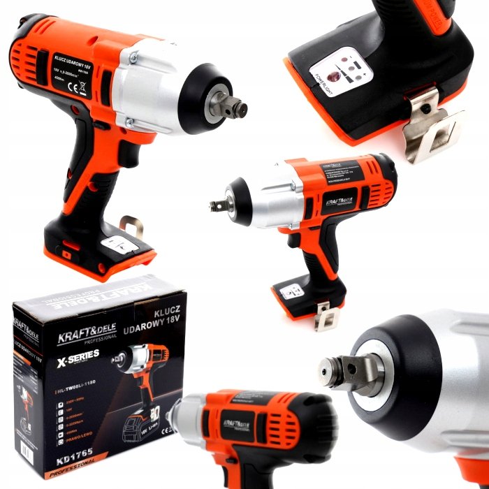KRAFT&DELE Klucz udarowy akumulatorowy 18V 450Nm + bateria + ładowarka mocny LED KD1765