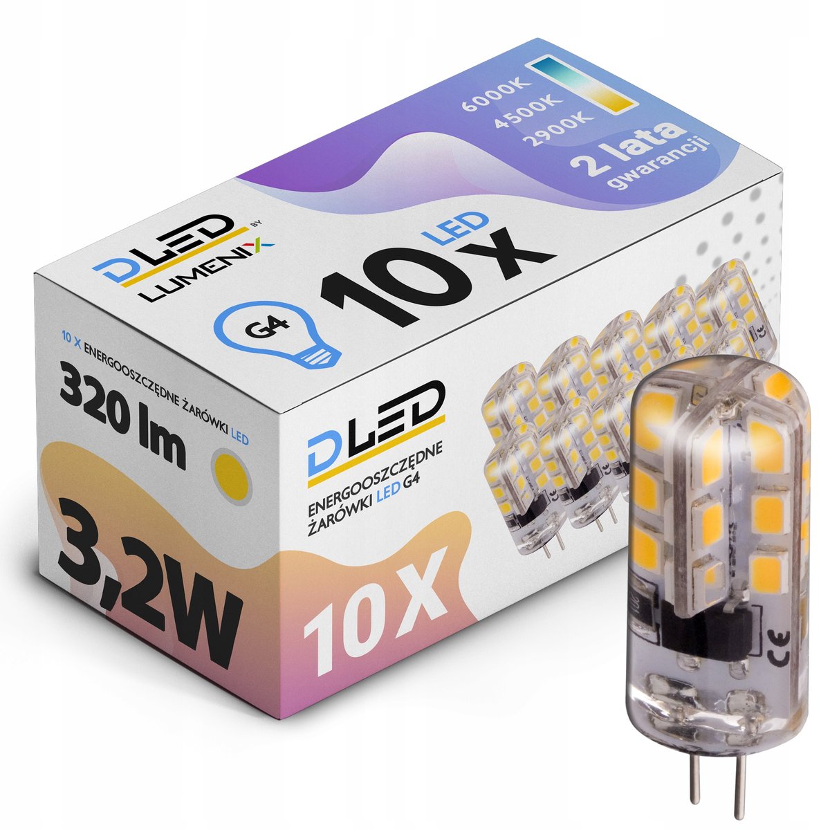 10x Żarówka LED G4 SMD 3,2W mini SILIKON 12V DC CIEPŁA