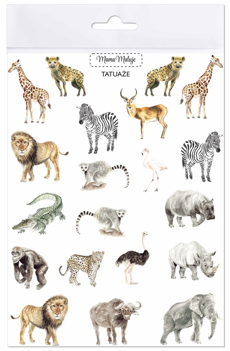 Tatuaże zmywalne Zwierzęta Afryki - Mama Maluje