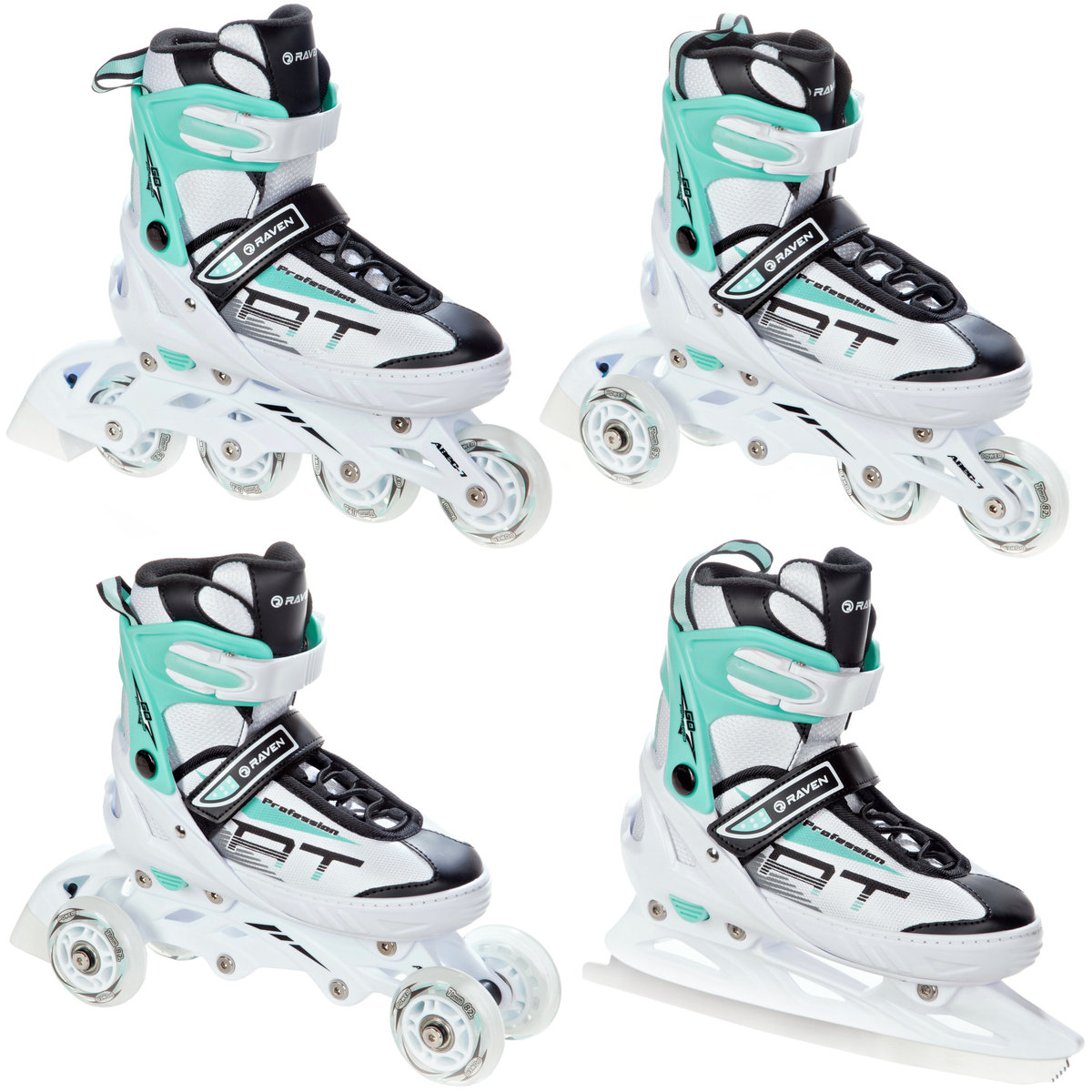 Rolki Łyżwy 4w1 Raven Profession White/Mint 31-35