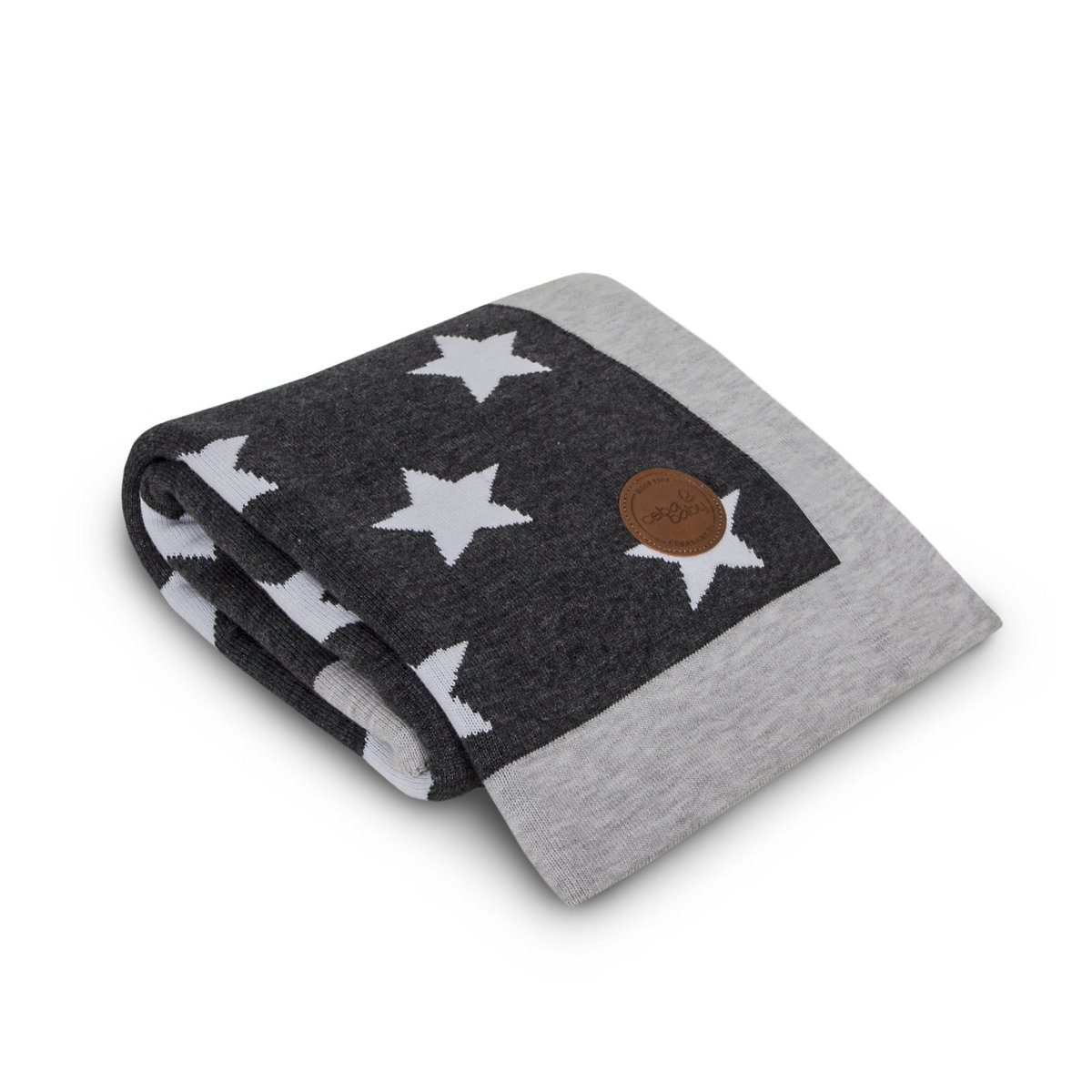 Kocyk dzianinowy (90x90) w opakowaniu prezentowym Grey Stars