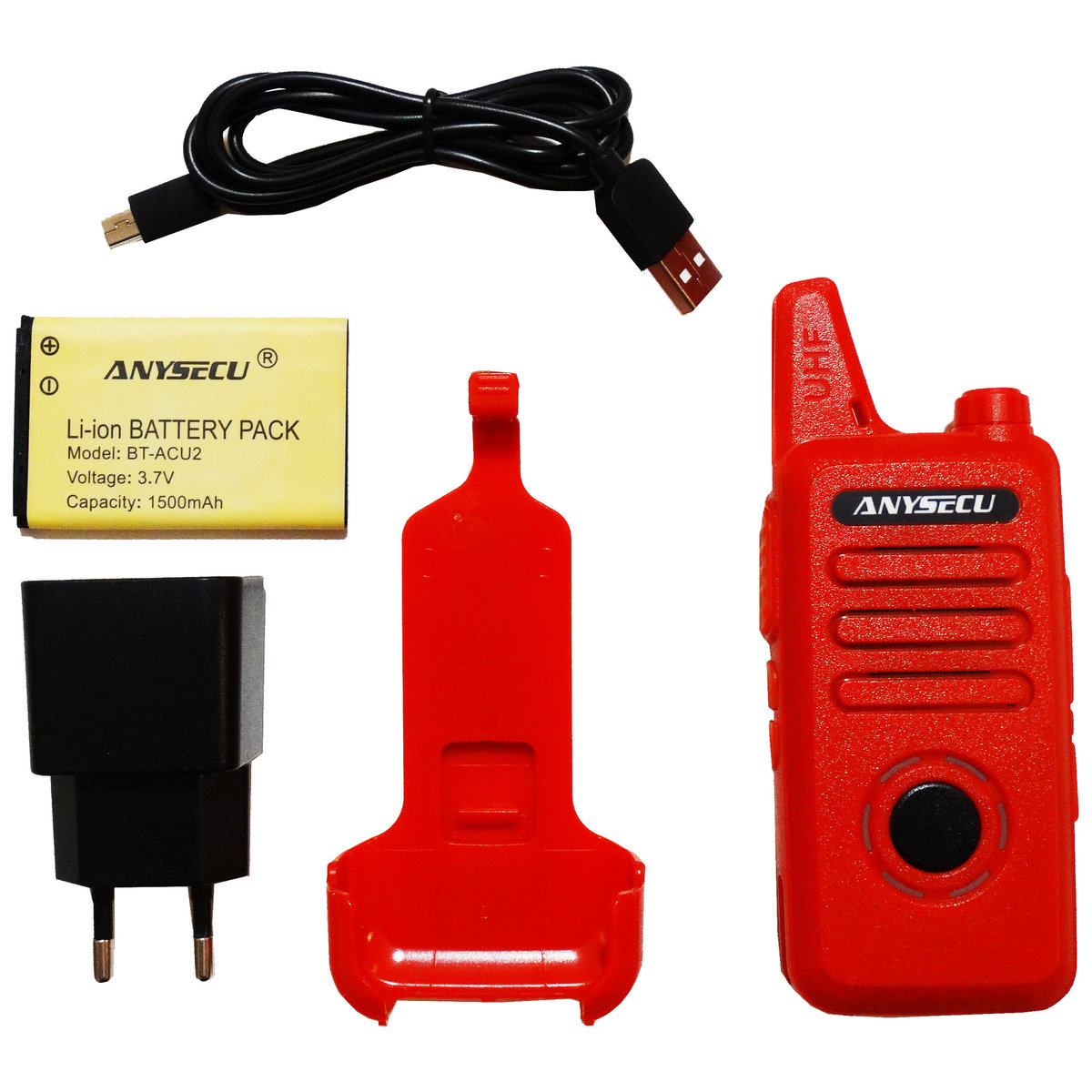 AC-U2 - 16 kanałowy radiotelefon na pasmo UHF o mocy 2W/1W czerwony