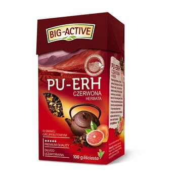 Bio-Active Big-Active Pu-Erh Herbata czerwona o smaku grejpfrutowym liściasta 100 g