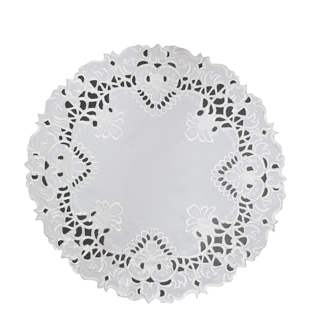 Serwetka z haftem, 20cm, biała geometryczna, OH-165-A