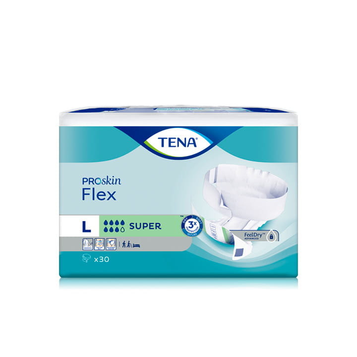 SCA Tena ESSITY POLAND SP. Z O.O. ProSkin Flex Super pieluchomajtki z regulowanym pasem mocującym rozmiar L 30 sztuk 9091964