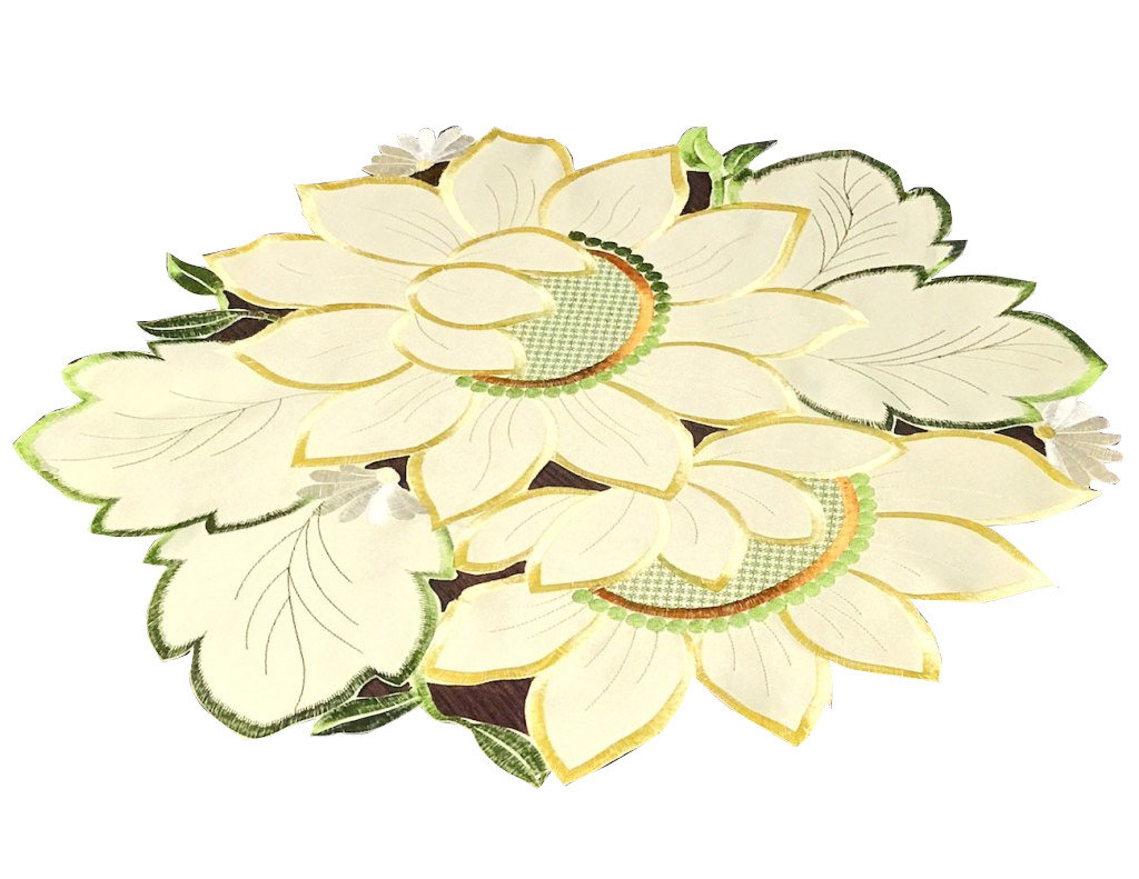 Serwetka z haftem, 40cm, żółta w kwiaty, OH-192-B