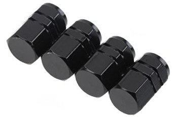 Nakrętki aluminiowe na wentyle czarne na zaworki alu 4 sztuki wentylki