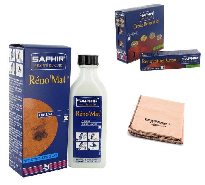 Zestaw do renowacji skóry saphir krem + renomat + szmatka