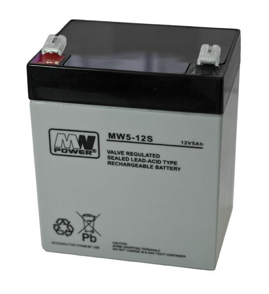 MW POWER Akumulator Pb 12V 5Ah bezobsługowy (waga 1.4kg, max. prąd ład. 1.5A, max. prąd rozład. 50A) AP_137102