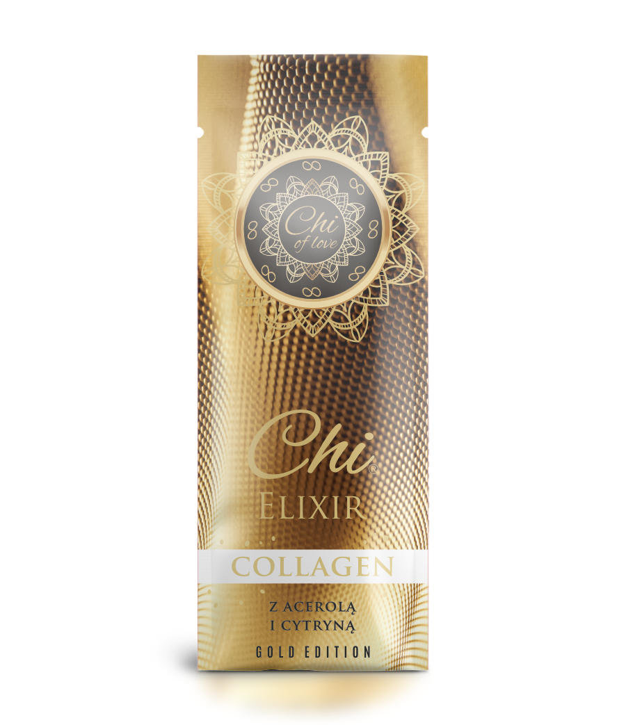 Chi, Collagen Elixir gold Edition, Pakiet 30 sztuk, Kolagen Do Picia Z Naturalną Wit. C, Sok Z Cytryny I Aceroli