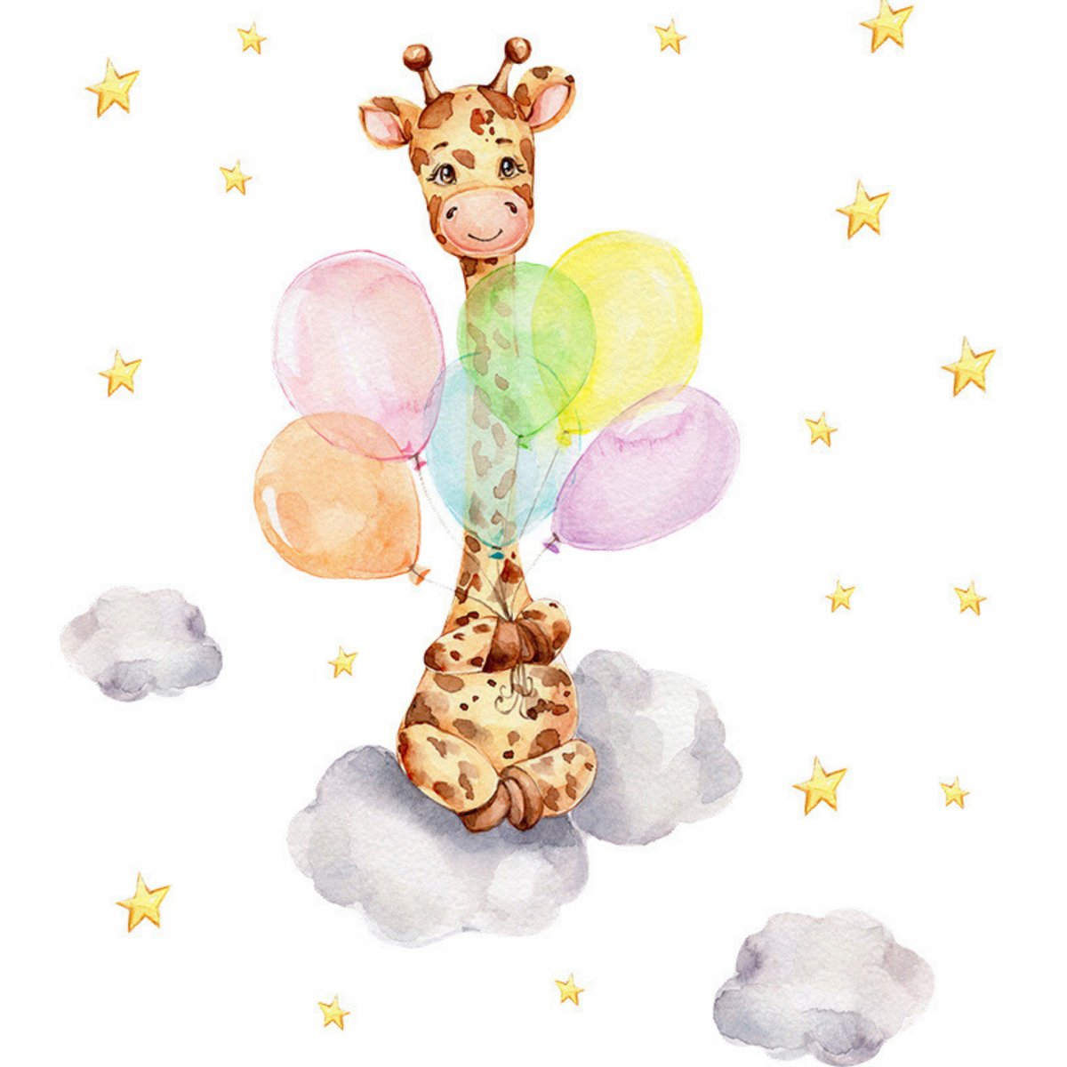 Naklejka na ścianę żyrafa balony 30cm x60 cm
