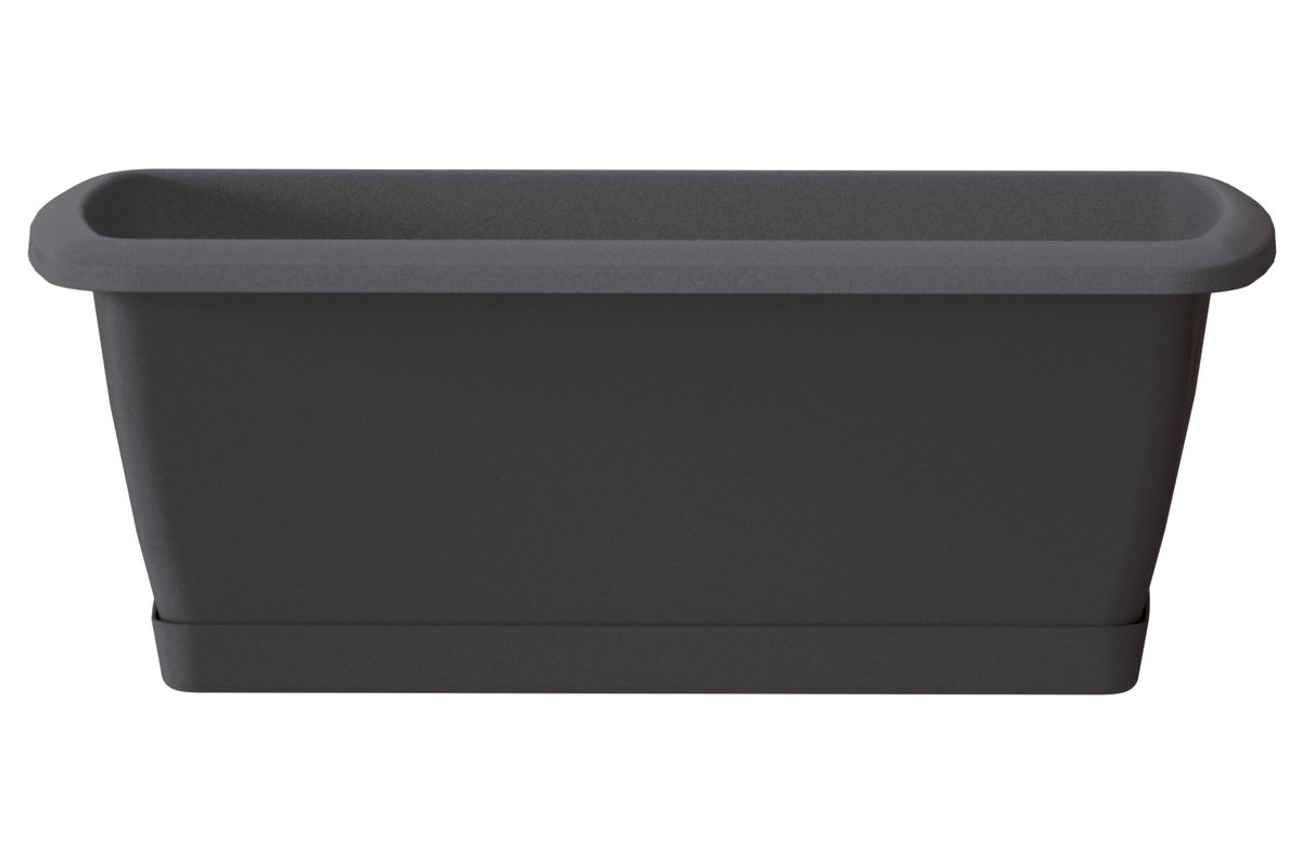 Prosperplast Skrzynka balkonowa 39.2 x 18.4 cm plastikowa antracytowa z podstawką