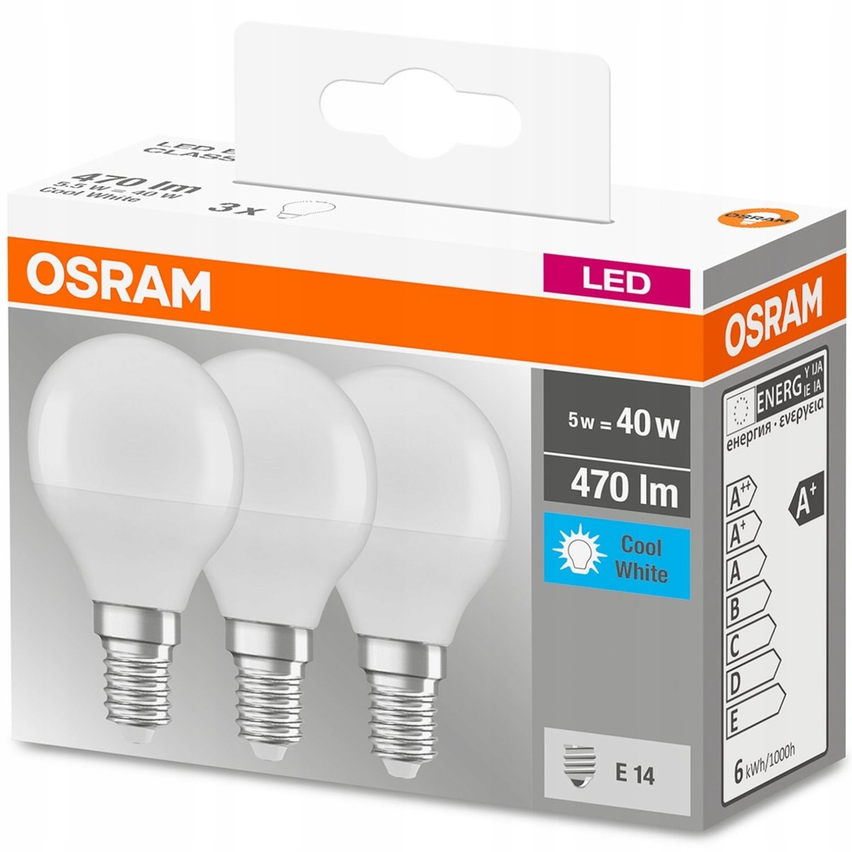 Osram ZESTAW 3x LED Żarówka P40 E14/5,5W/230V 4000K -