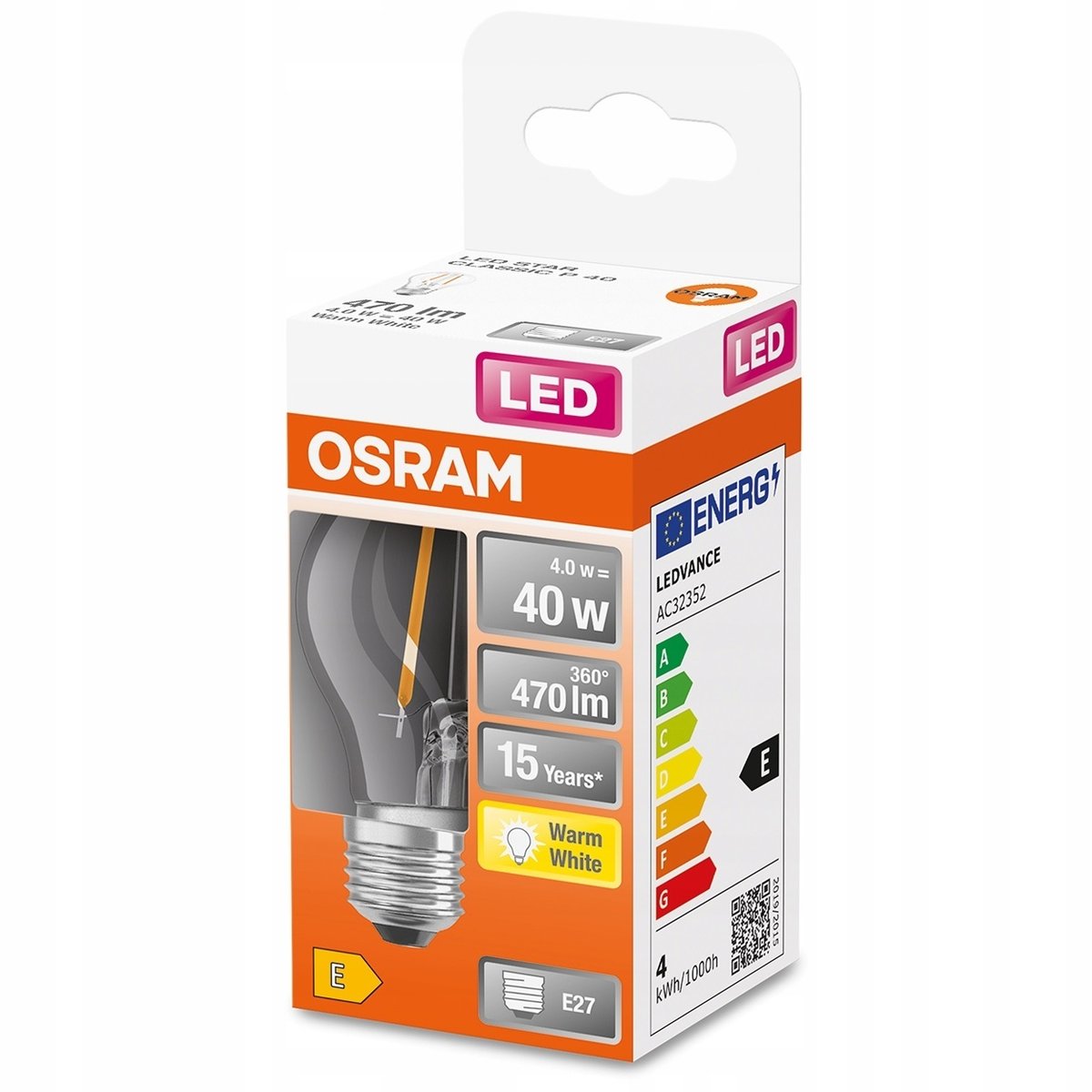 Osram Classic P żarówka LED E27 4W 2 700 K