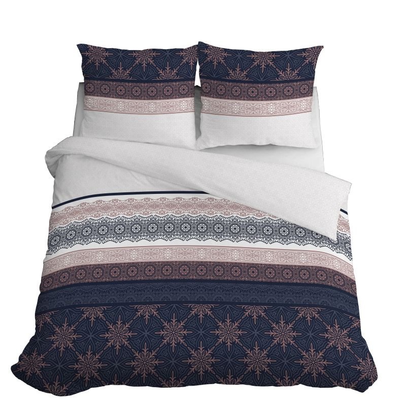Pościel z bawełny, czarno-brązowy ornament wz.3835b, 200x220 cm, 3 elementy