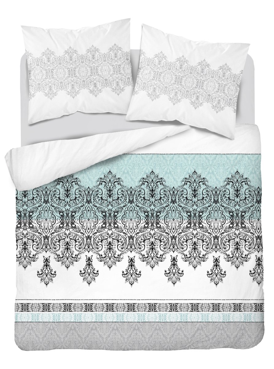 Pościel bawełniana 140x200 Glamour biała turkusowa ornamenty orientalna 3833 B Bawełna 88